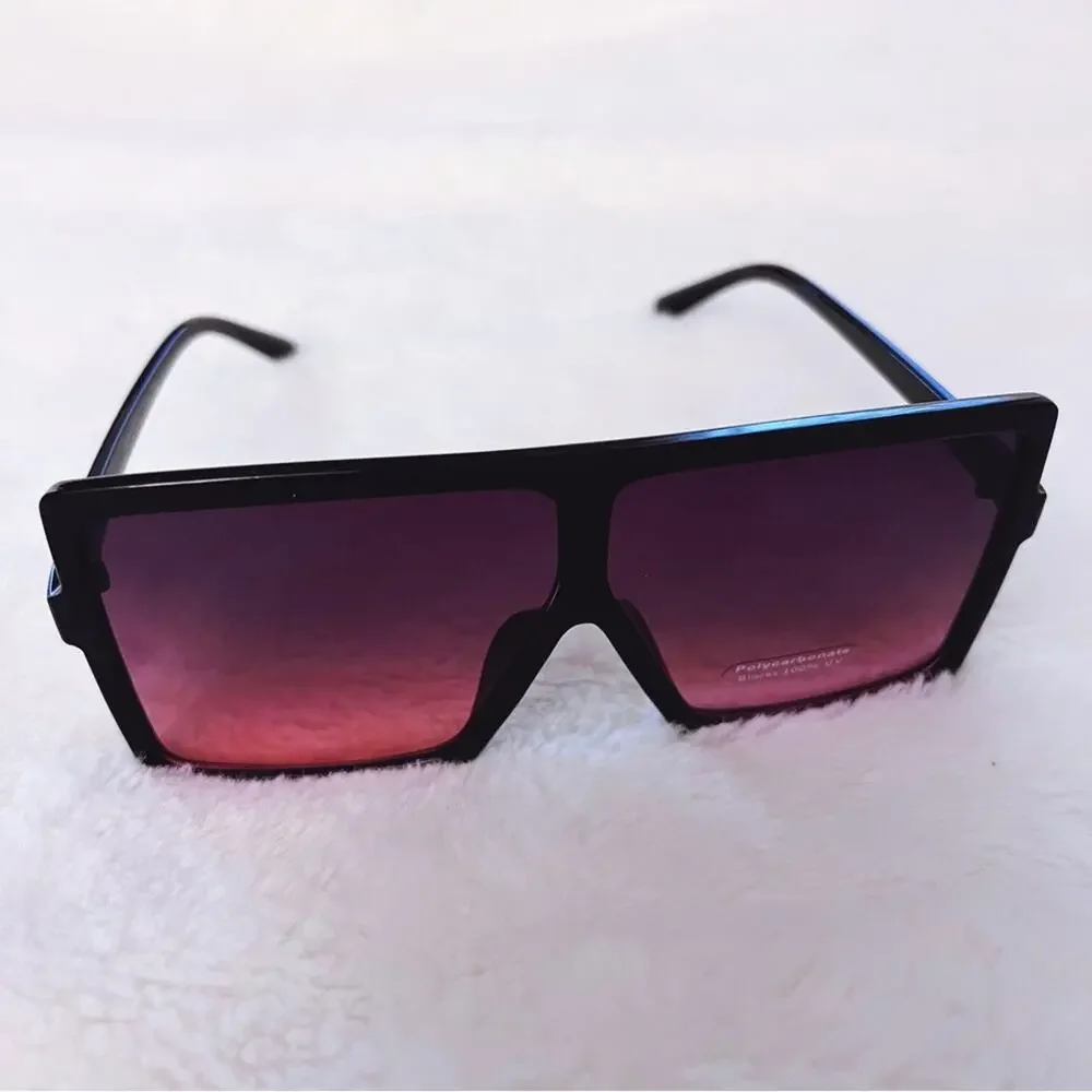 Ivonne Black & Pink Oversized Square Sunglasses - Picture 7 of 11